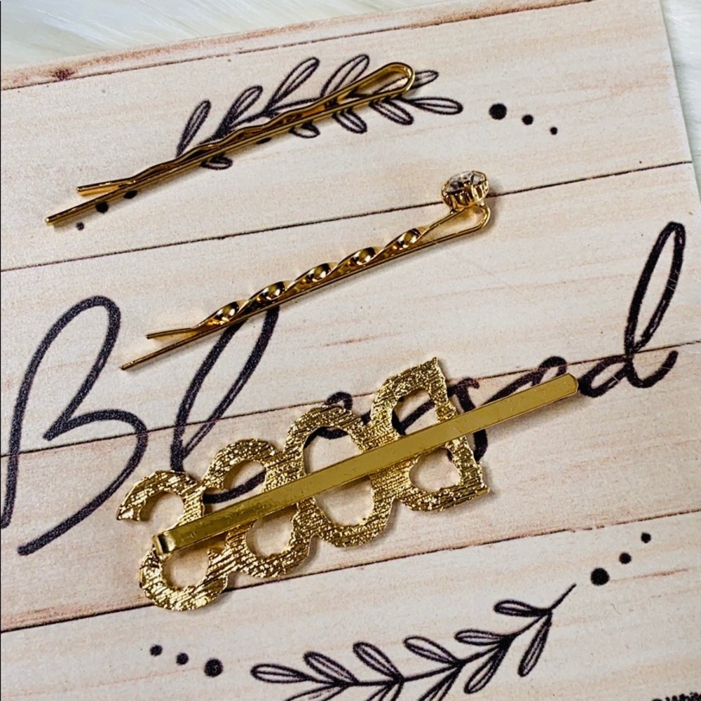 Hair Clip Set of 3 Rhinestone Boss Accessories - Picture 4 of 4